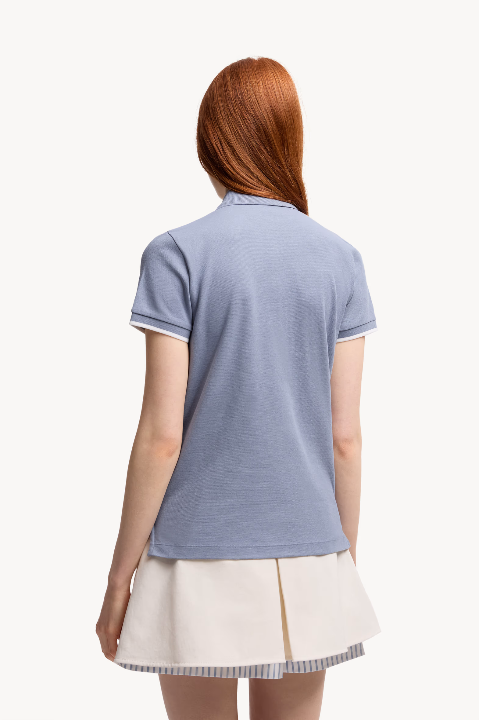 Logo Patch Cotton Piquet Polo Shirt Women Light Blue Moncler 5